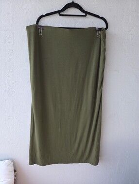Old Navy Side Ruched Maxi Skirt Sz 2x  Olive Green Side Slit Stretch